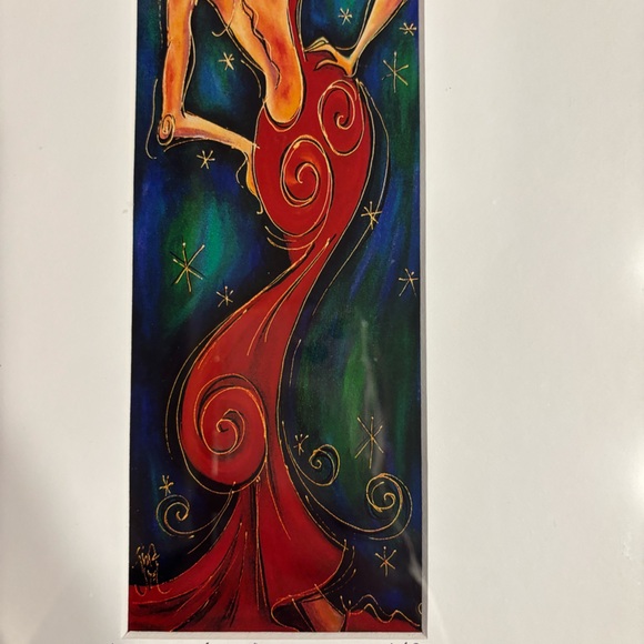 Elegant “Figure in Red Evening Gown” Signed Art Gold Framed 14”x17” 2004 - Picture 13 of 13